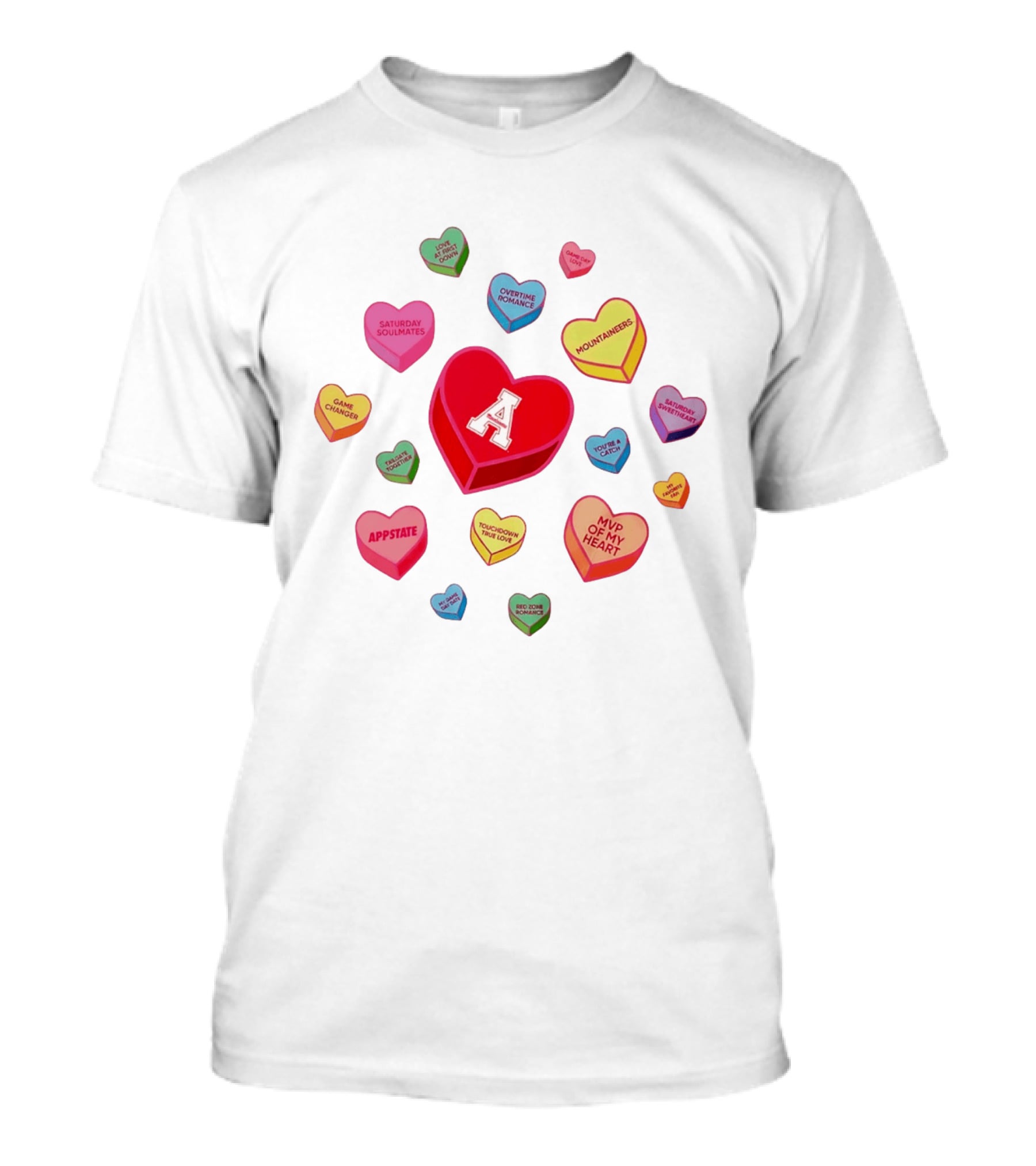 Valentine's Day Appalachian State Mountaineers Heart Candy Love Message T-Shirt