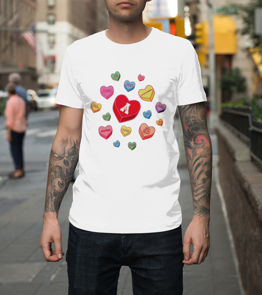 Valentine's Day Appalachian State Mountaineers Heart Candy Love Message T-Shirt