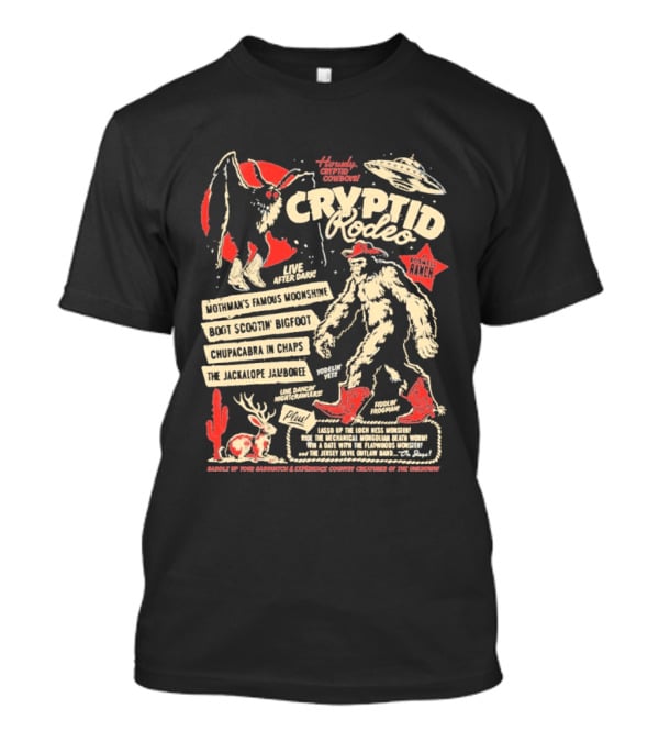 Howdy Cryptid Rodeo Yeti Sasquatch UFO Cactus Jackalope Chupacabra T-Shirt