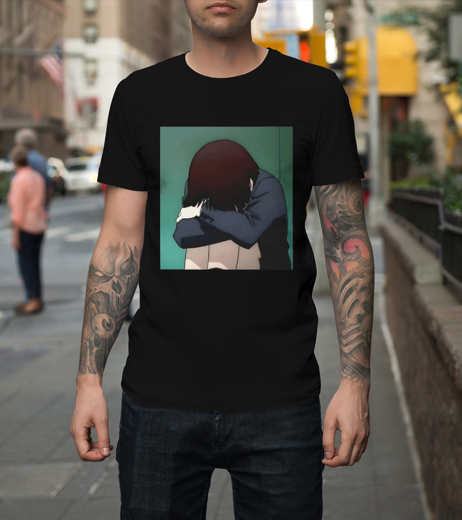 Lain Iwakura Sad Girl In Serial Experiments Lain Anime Iconic Scene T-Shirt