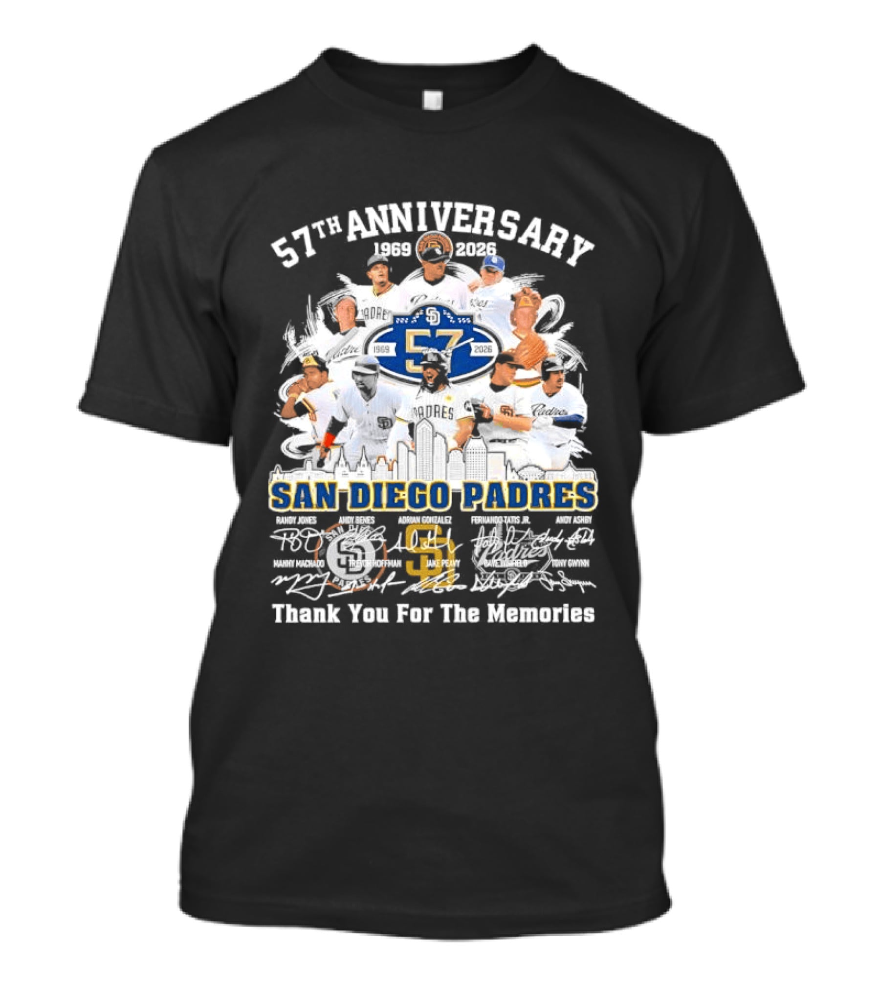 San Diego Padres 57th Anniversary 1969 2026 Thank You For The Memories T-Shirt