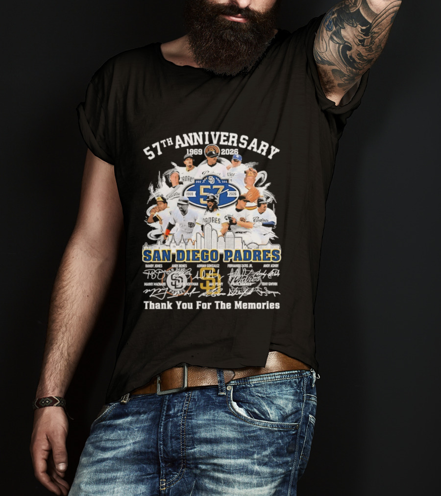San Diego Padres 57th Anniversary 1969 2026 Thank You For The Memories T-Shirt