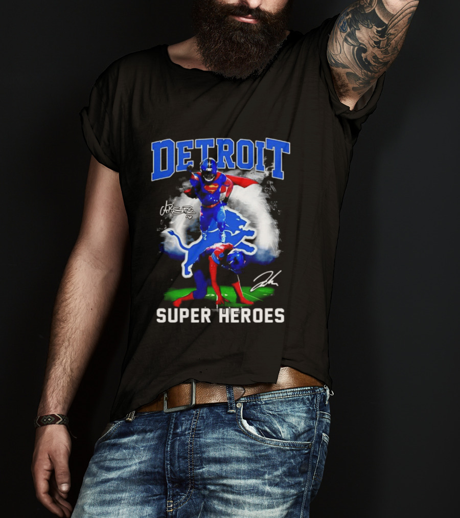 Detroit Lions Super Heroes Champion Legend T-Shirt
