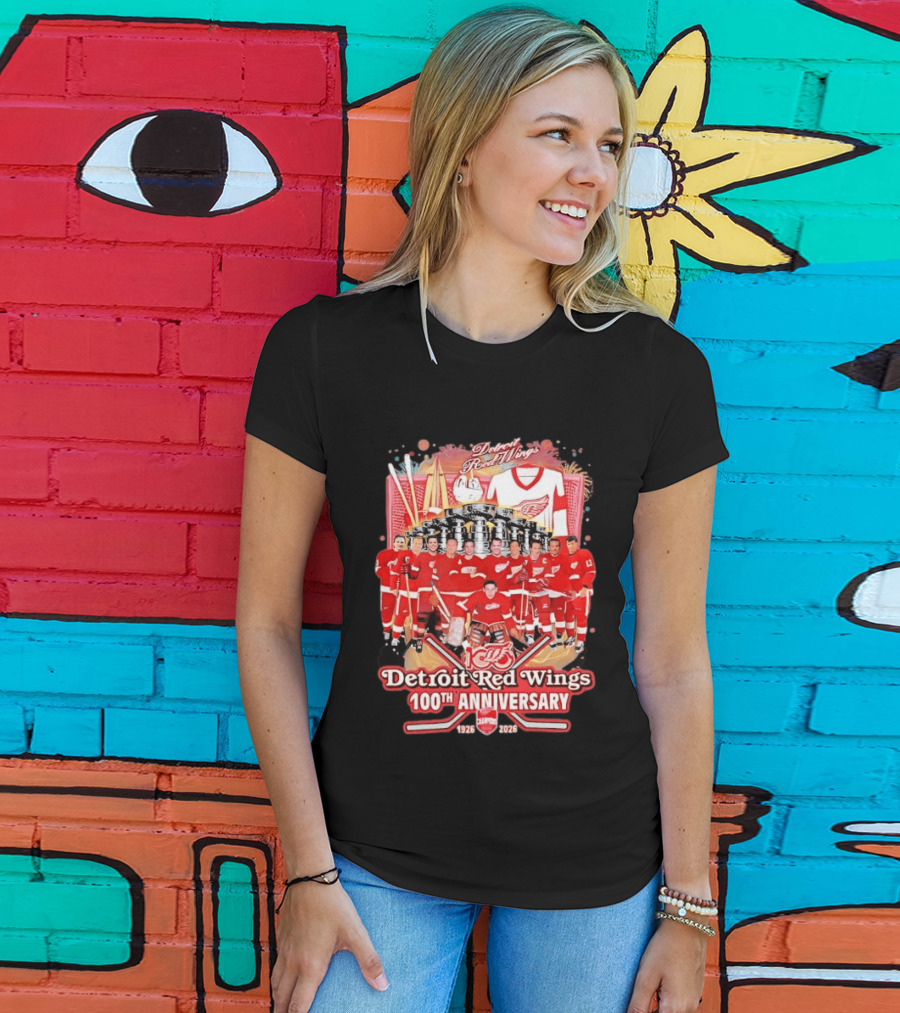 Detroit Red Wings 100th Anniversary 1926 2026 Team Celebration T-Shirt