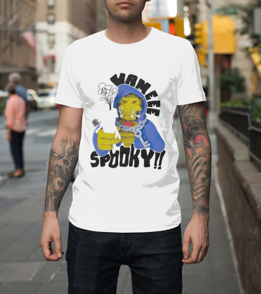 Vameee Spooky Skeleton in Blue Hood with Chains T-Shirt