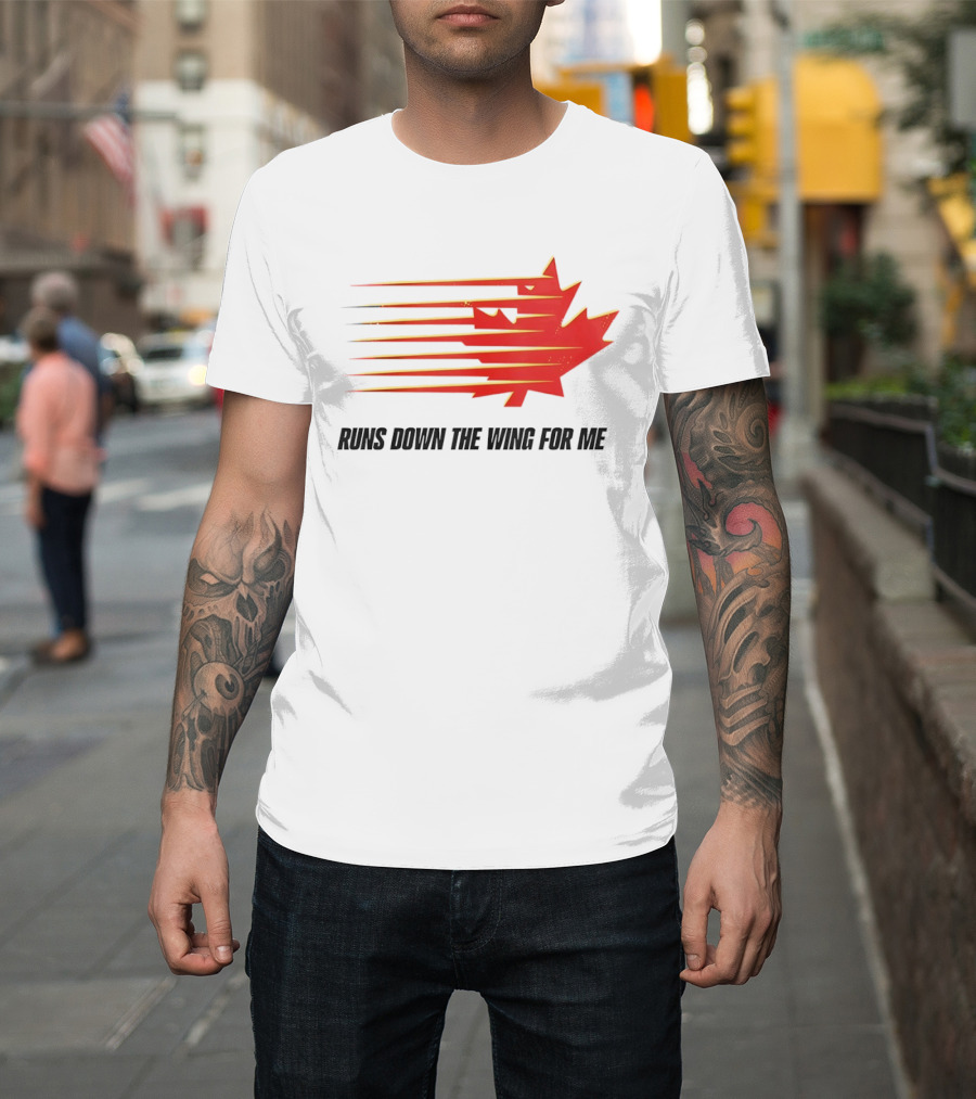 Runs Down The Wing For Me Red Streaks Maple Leaf T-Shirt