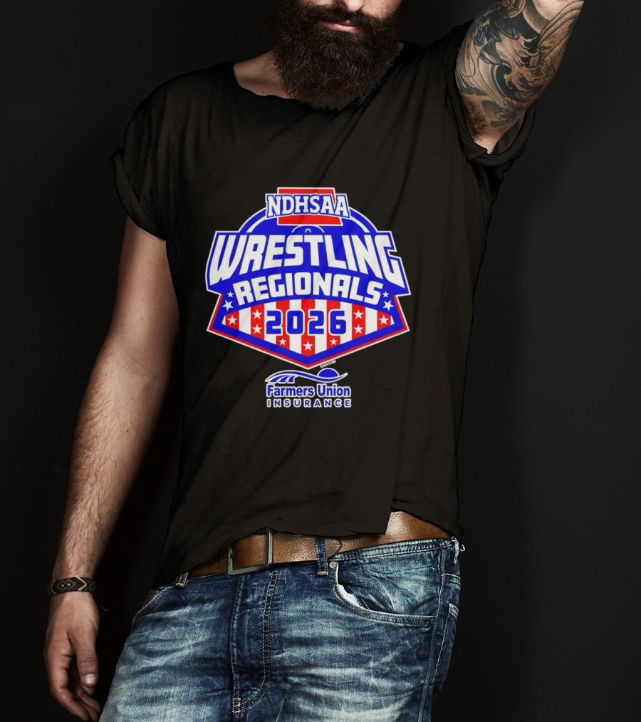 NDHSAA Wrestling Regionals 2026 Farmers Union Insurance T-Shirt