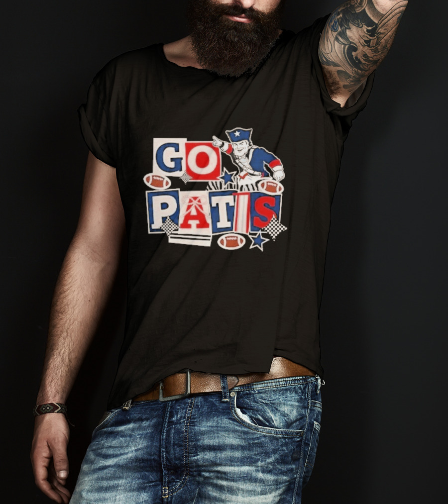 GO PATS New England Patriots Football Fan Cheer T-Shirt