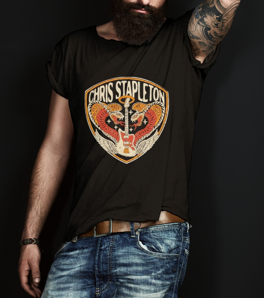 Chris Stapleton Devil Always Made Me Think Twice Snakes Guitar Wings T-Shirt