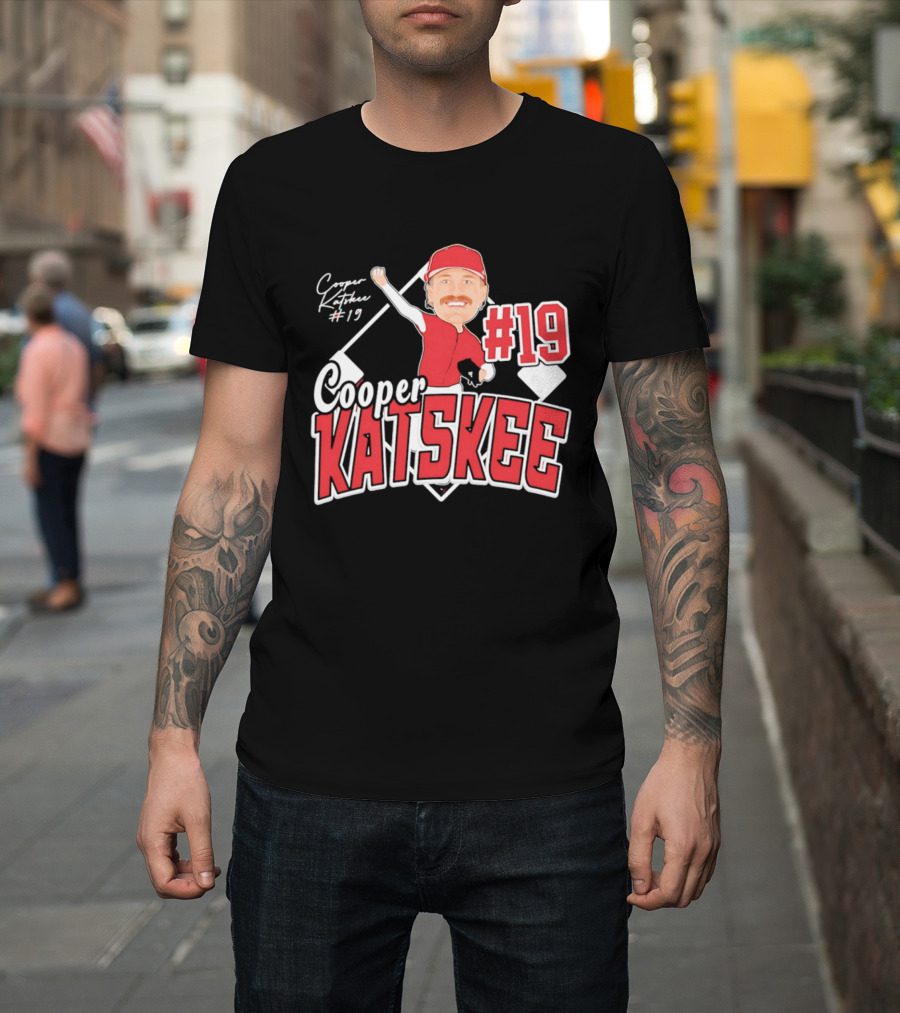 Cooper Katskee #19 Nebraska Baseball Caricature T-Shirt