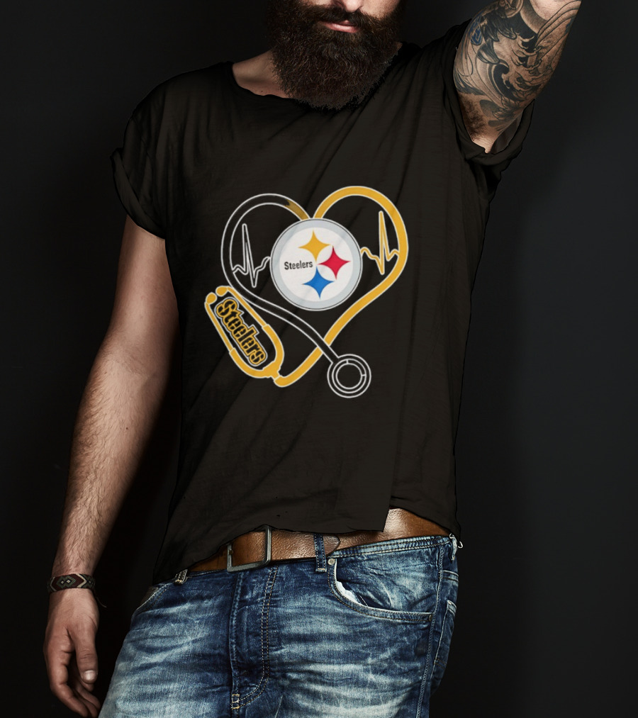 Nurse Heart Stethoscope Pittsburgh Steelers T-Shirt