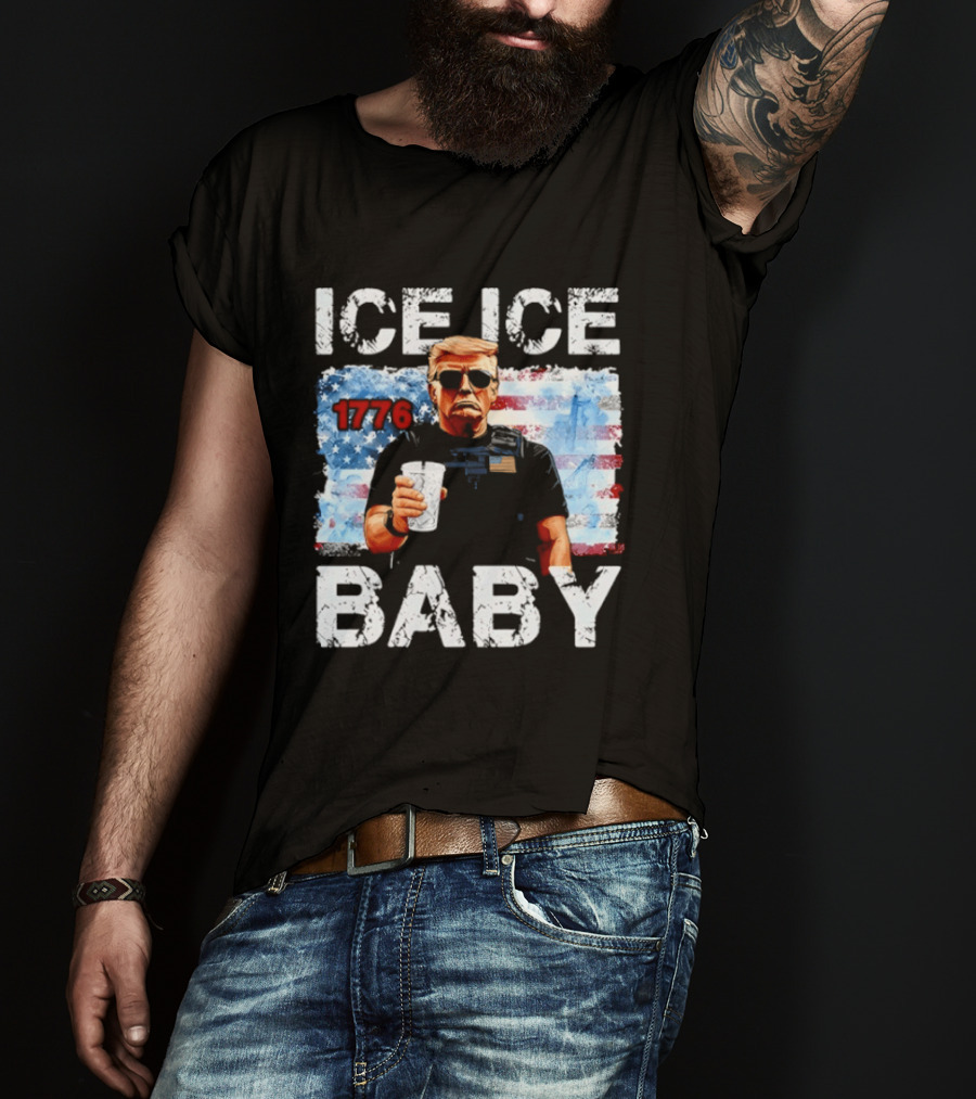 Ice Ice Baby 1776 Donald Trump Vintage American Flag T-Shirt