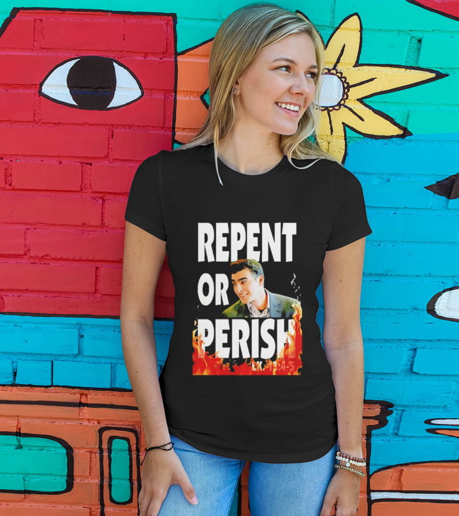 Repent Or Perish Luigi Fire Flame Luke 13:3 5 T-Shirt