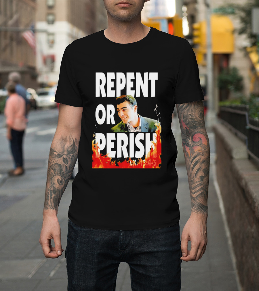 Repent or Perish Luigi Fire Flame Luke 13:3 5 T-Shirt