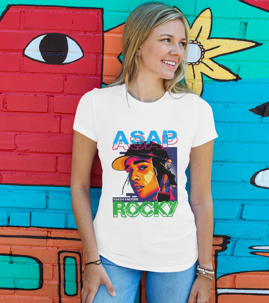 ASAP Rocky Rakim Mayers Hip Hop Street Art Bold Pop Color Aesthetic T-Shirt