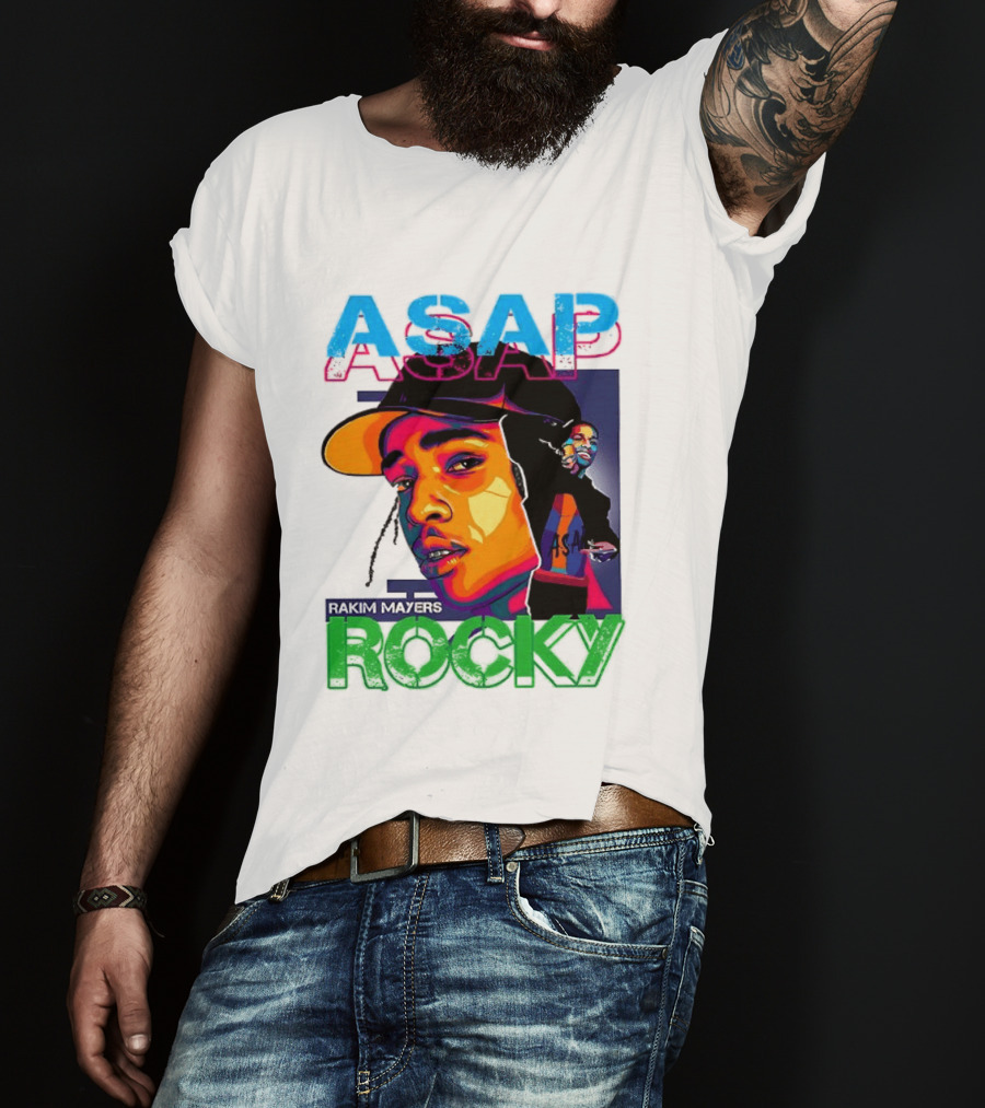 ASAP Rocky Rakim Mayers Hip Hop Street Art Bold Pop Color Aesthetic T-Shirt
