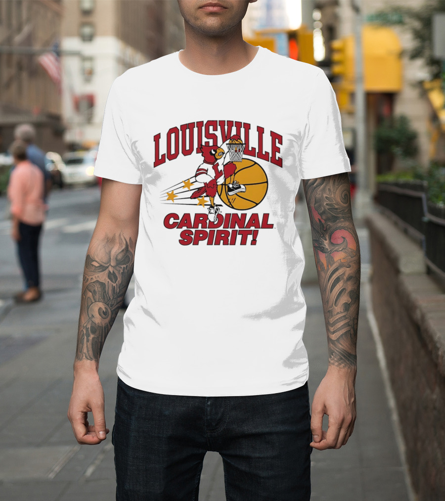 Louisville Cardinal Spirit Basketball Dunking Stars T-Shirt