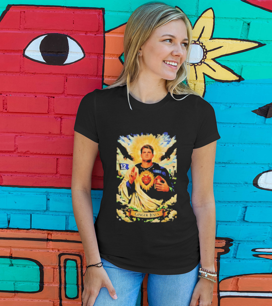 Ginger Jesus 12 Seattle Seahawks Football Halo Sacred Heart T-Shirt