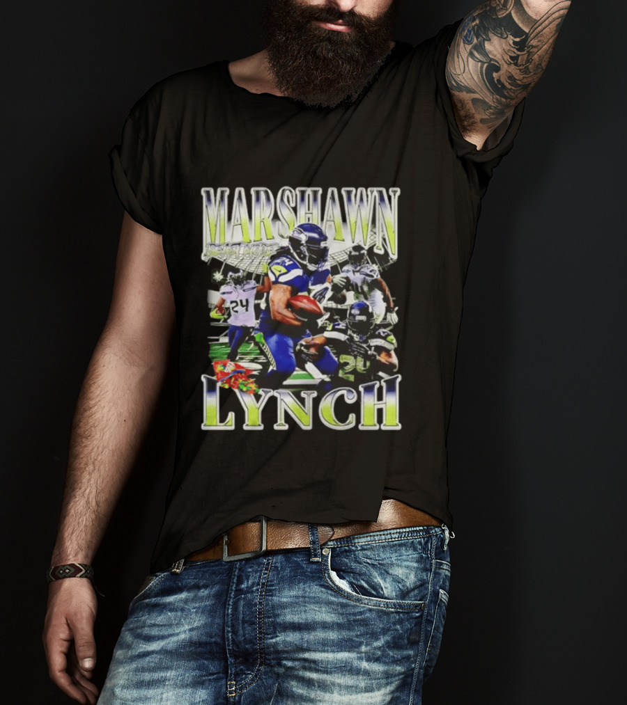 Marshawn Lynch Seattle Seahawks Football Star Running Back Legends T-Shirt