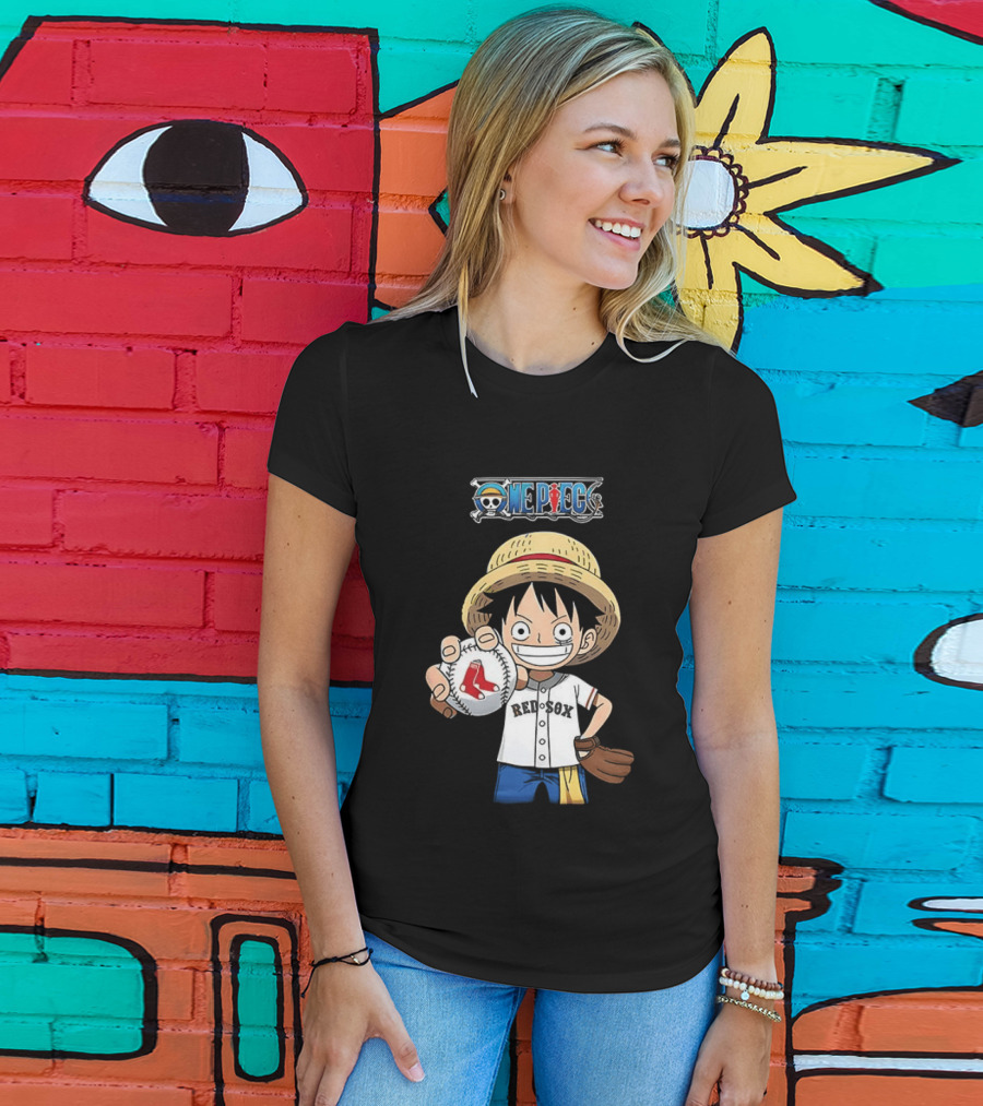 One Piece Boston Red Sox 2026 Luffy Baseball Collab T-Shirt
