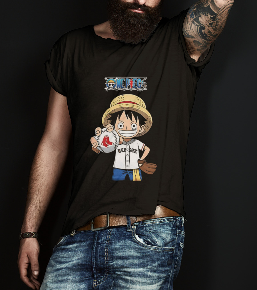 One Piece Boston Red Sox 2026 Luffy Baseball Collab T-Shirt
