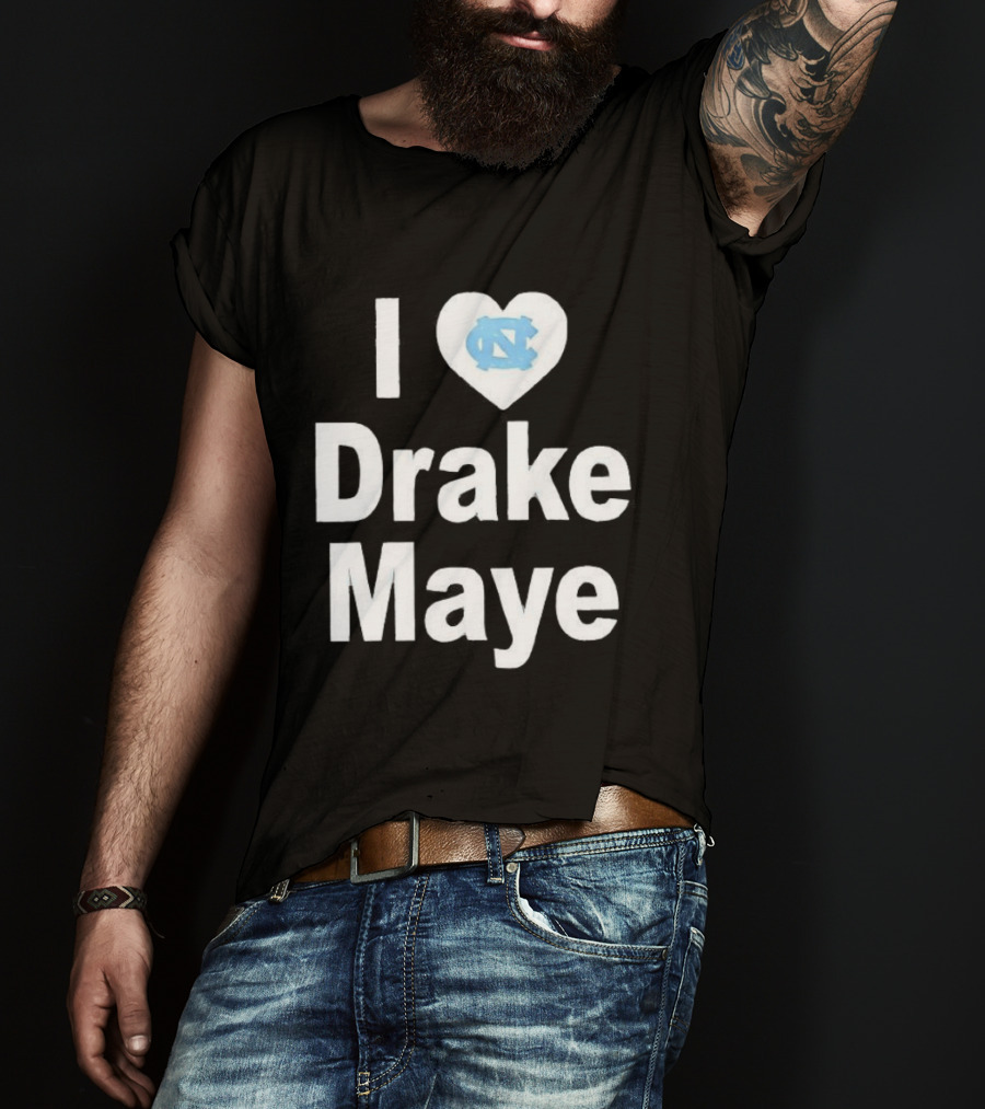 UNC Tar Heels I Love Drake Maye Heart T-Shirt