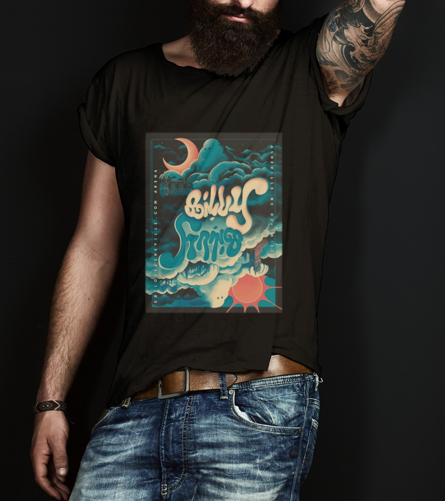 Billy Strings Tour Asheville NC February 10 2026 ExploreAsheville Arena Moon Clouds T-Shirt