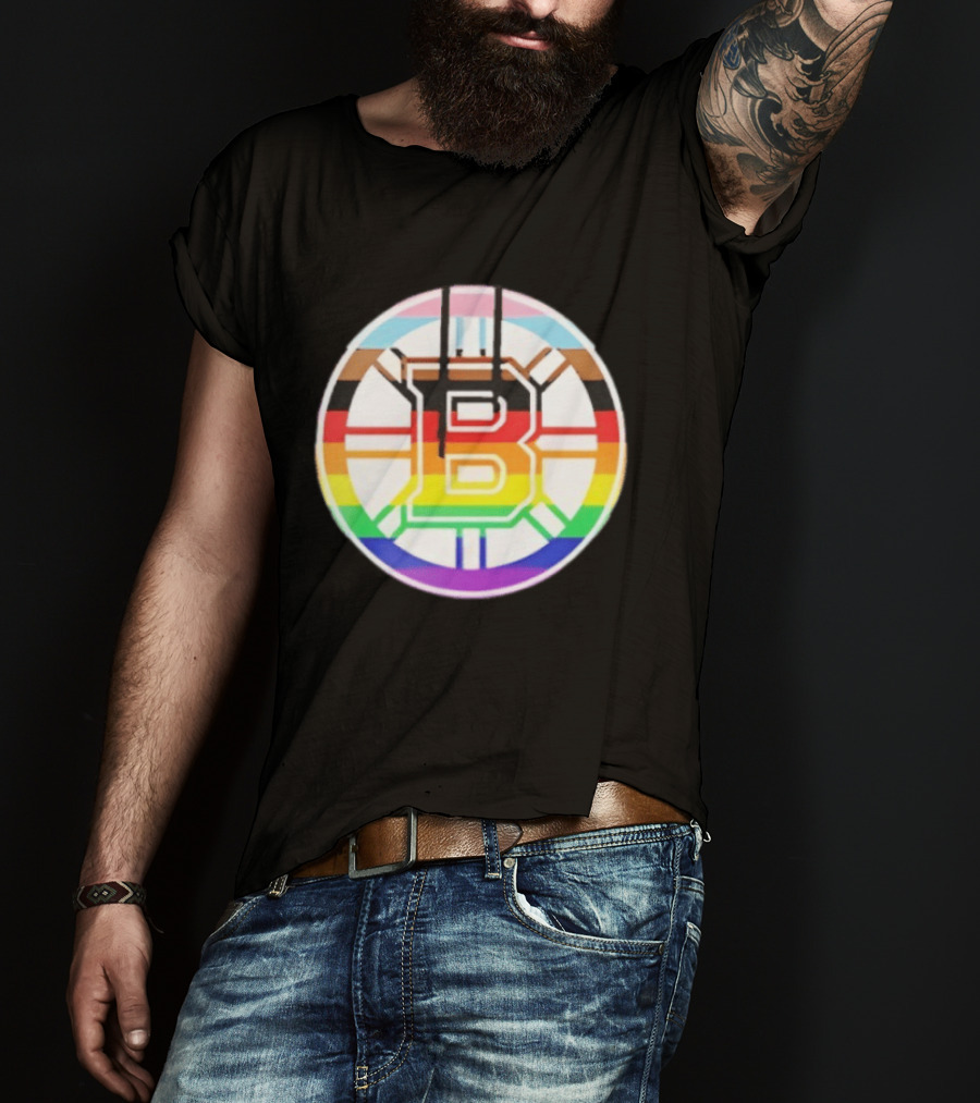 Boston Bruins Healthcare Appreciation NHL 2026 Night Pride Inclusive Bruins Circle T-Shirt