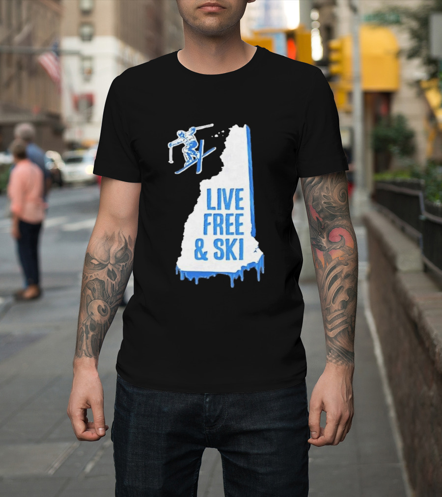 New Hampshire Live Free & Ski Winter Adventure Skiing T-Shirt