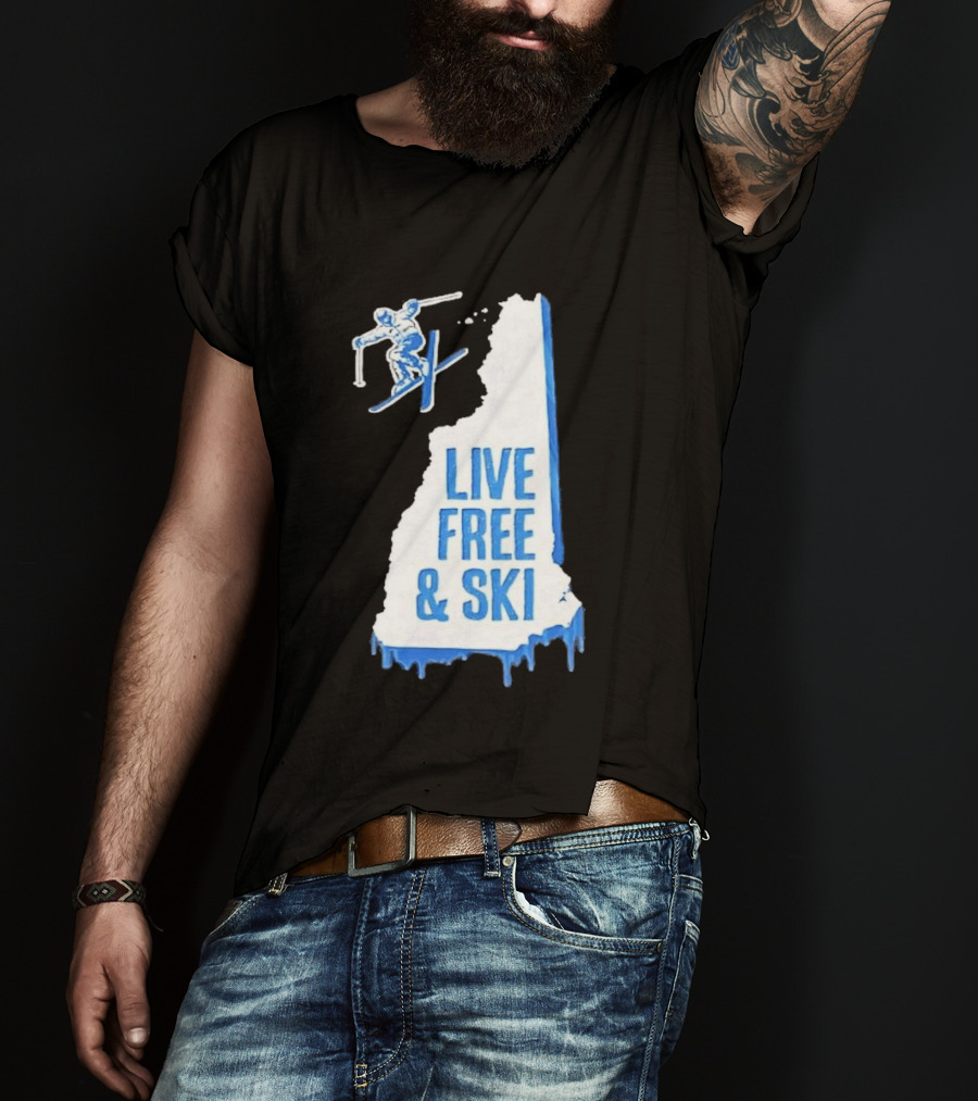 New Hampshire Live Free & Ski Winter Adventure Skiing T-Shirt
