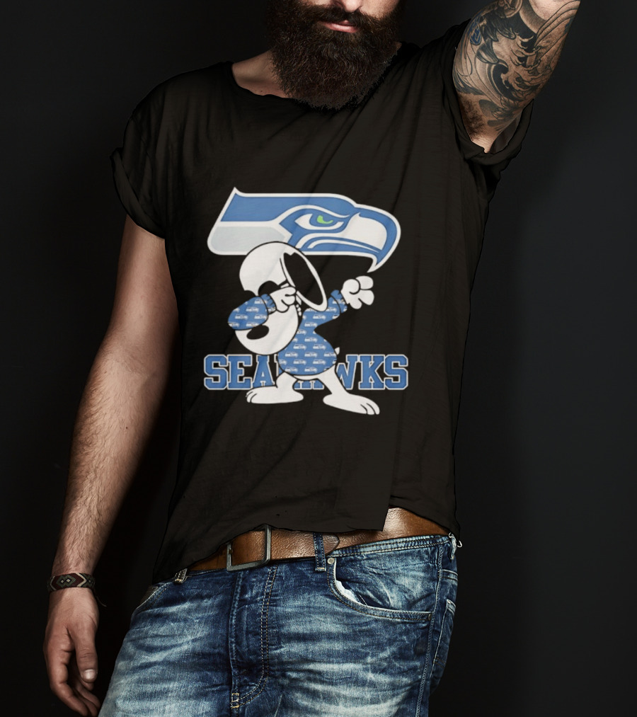 Seattle Seahawks Snoopy Peanuts NFL Team Collaboration T-Shirt