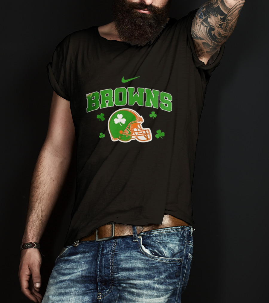Browns Irish Inspired Football Shamrock Theme Nike T-Shirt