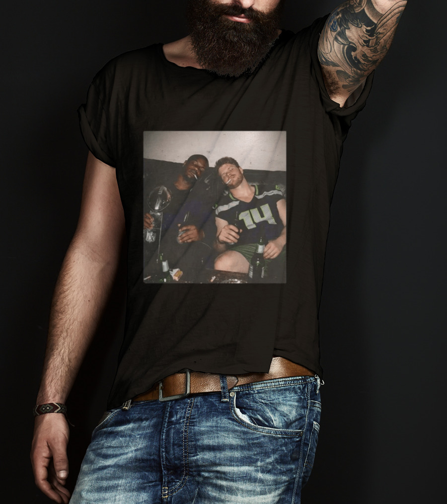 Lombardi Trophy Celebration With Jersey Number 14 NFL Players Drinking Smoking T-Shirt