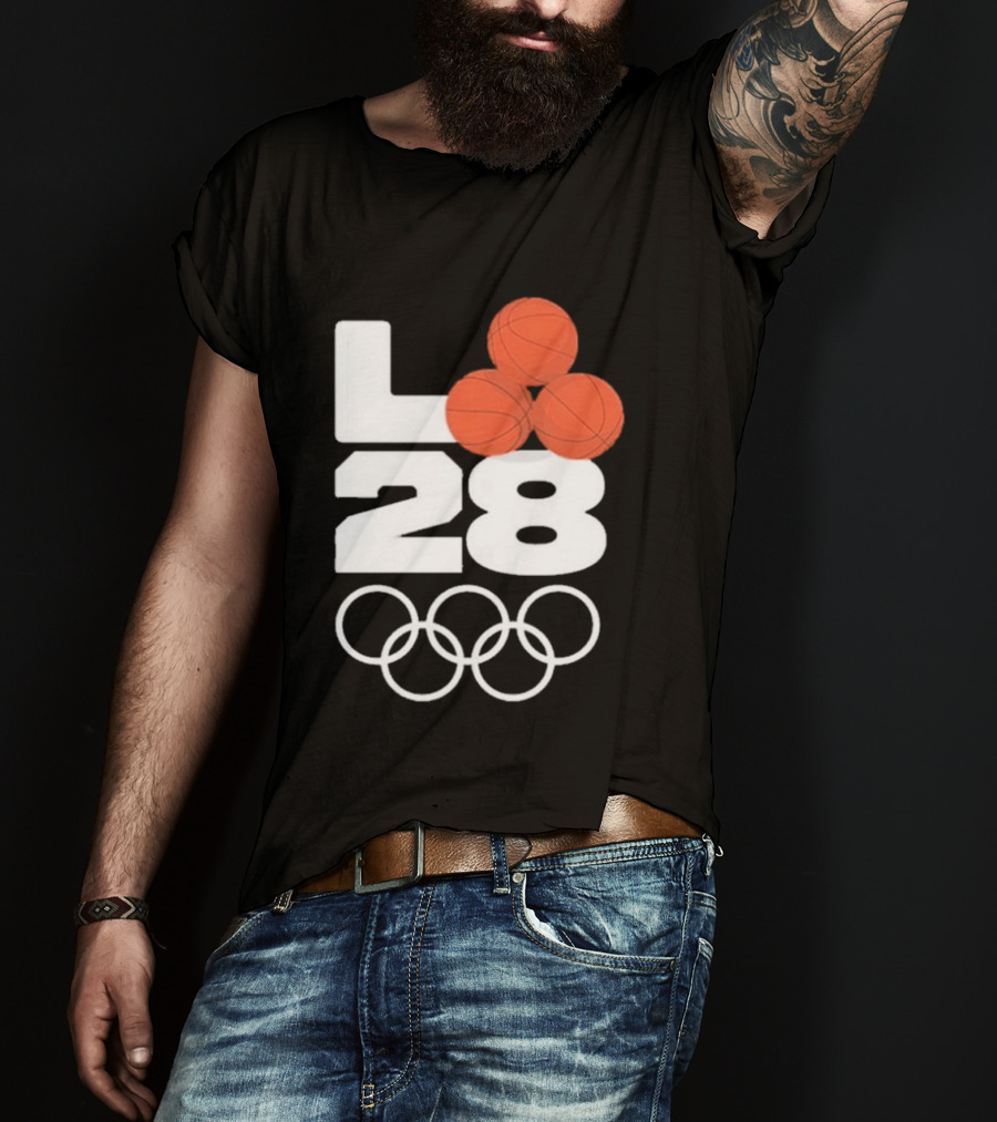 LA28 Basketball Olympic Rings NBA All Star Mitchell Ness Los Angeles T-Shirt