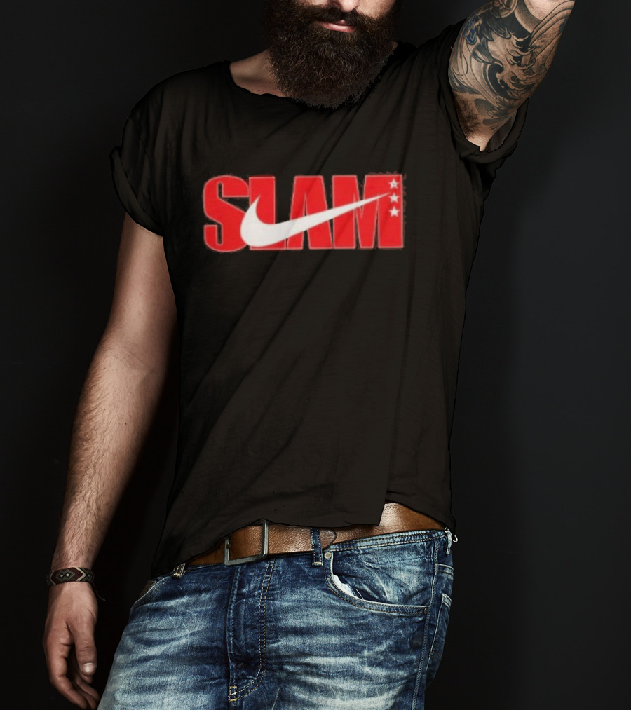 SLAM Nike Red White Collaboration Swoosh Stars T-Shirt