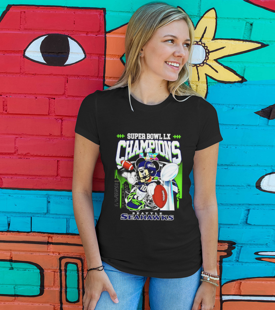 Super Bowl XLVIII Champions Mickey Mouse Seattle Seahawks T-Shirt