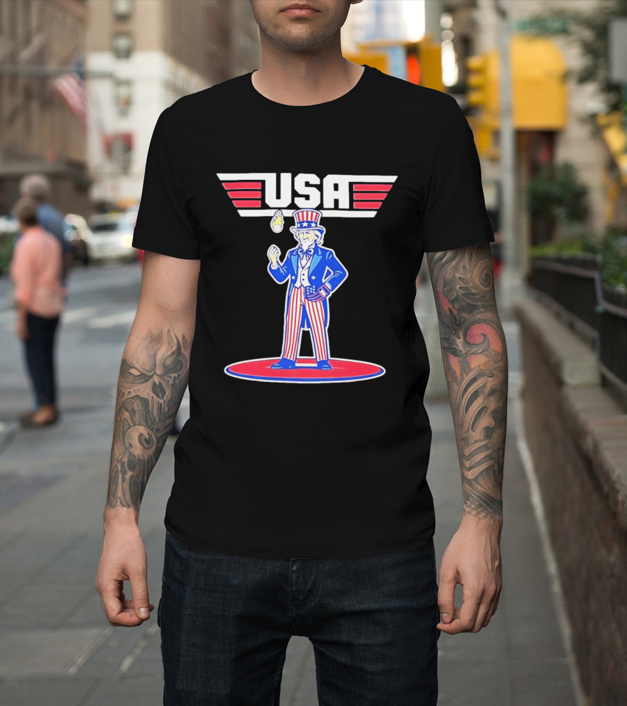 Uncle Sam USA Baseball Ace Patriotic Sports T-Shirt