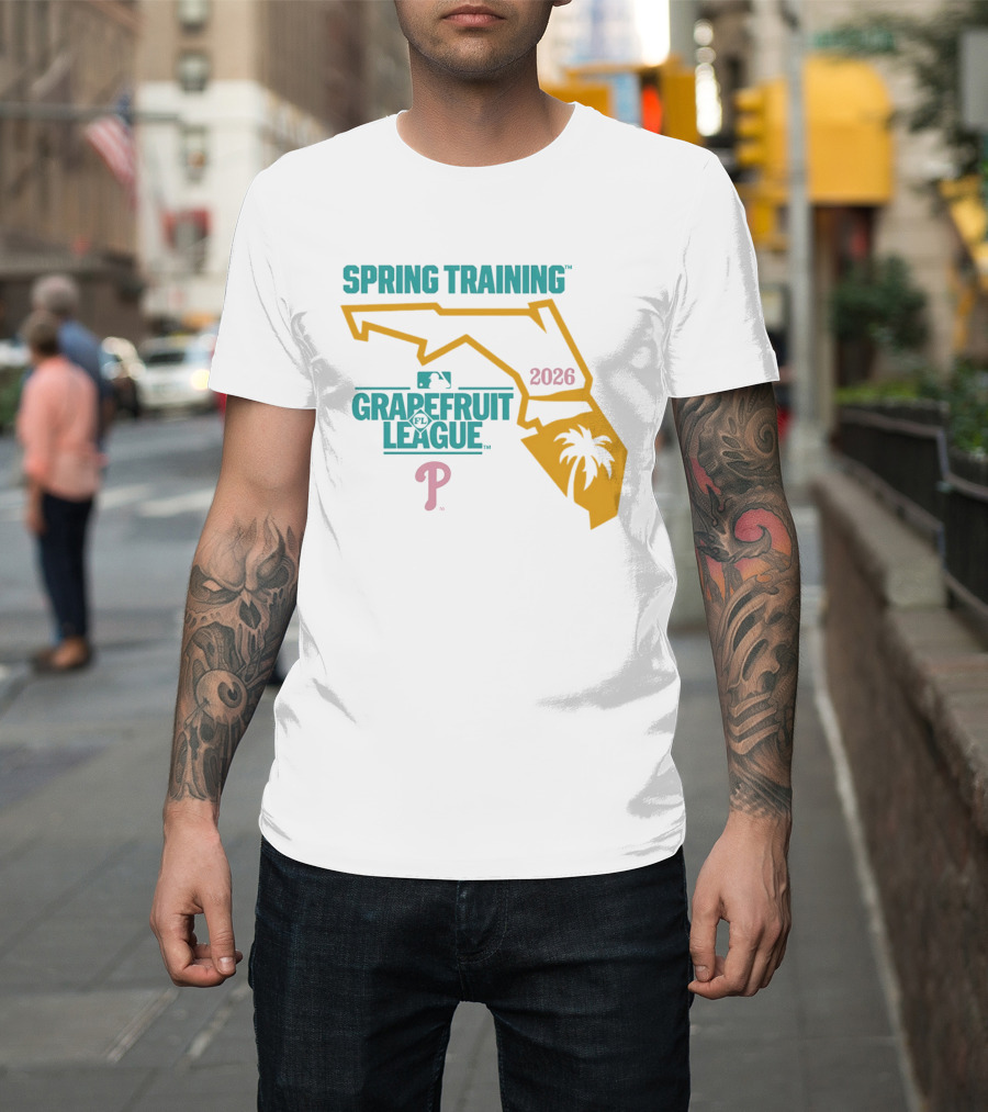 Philadelphia Phillies Grapefruit League Spring Training 2026 Florida Map Palm Tree MLB T-Shirt
