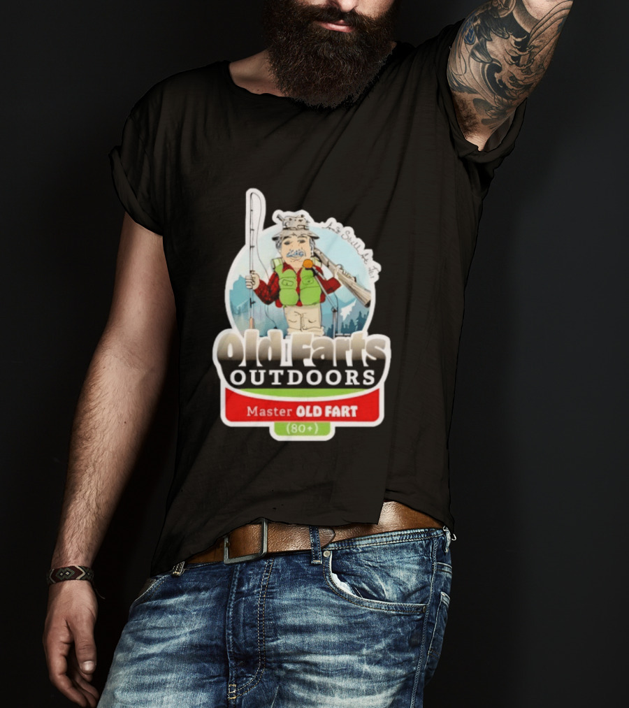 Old Farts Outdoors Master Old Fart 80 Plus Senior Fishing Adventure T-Shirt