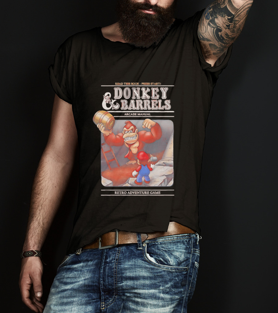 Read This Book Press Start Donkey And Barrels Arcade Manual Classic Video Game T-Shirt