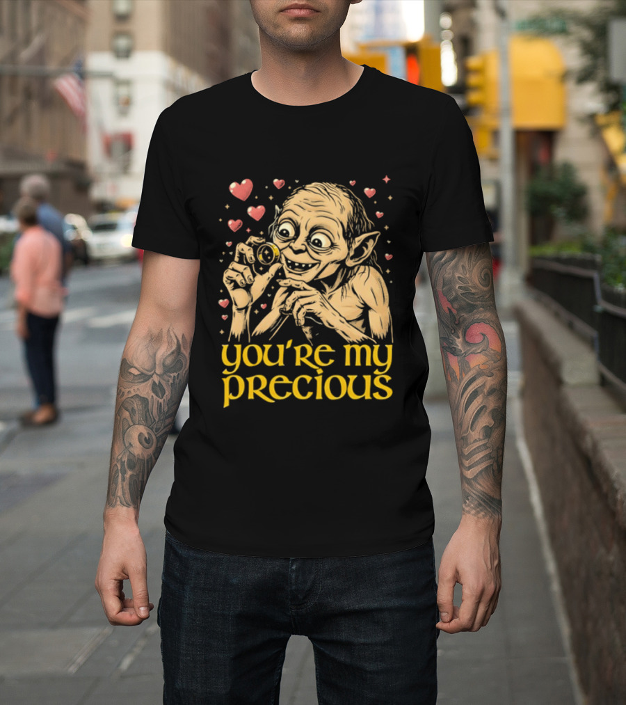 Gollum Holding Ring You're My Precious Hearts T-Shirt