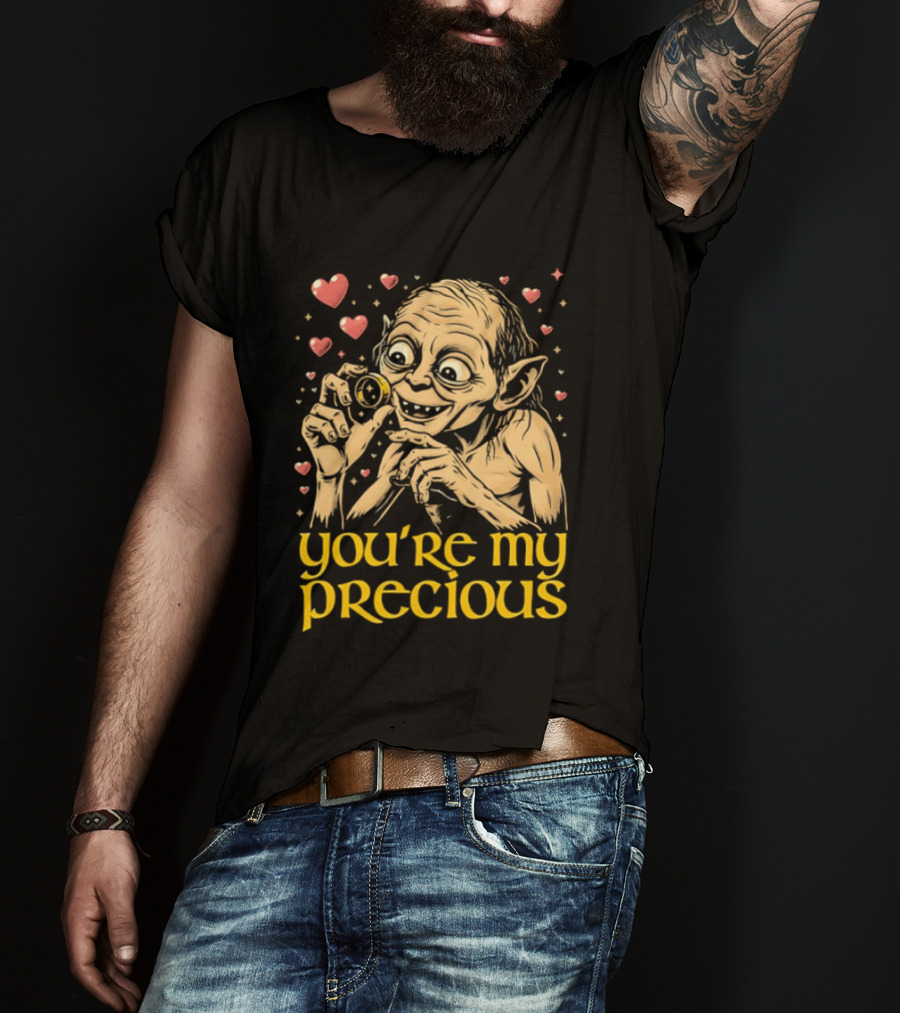 Gollum Holding Ring You're My Precious Hearts T-Shirt