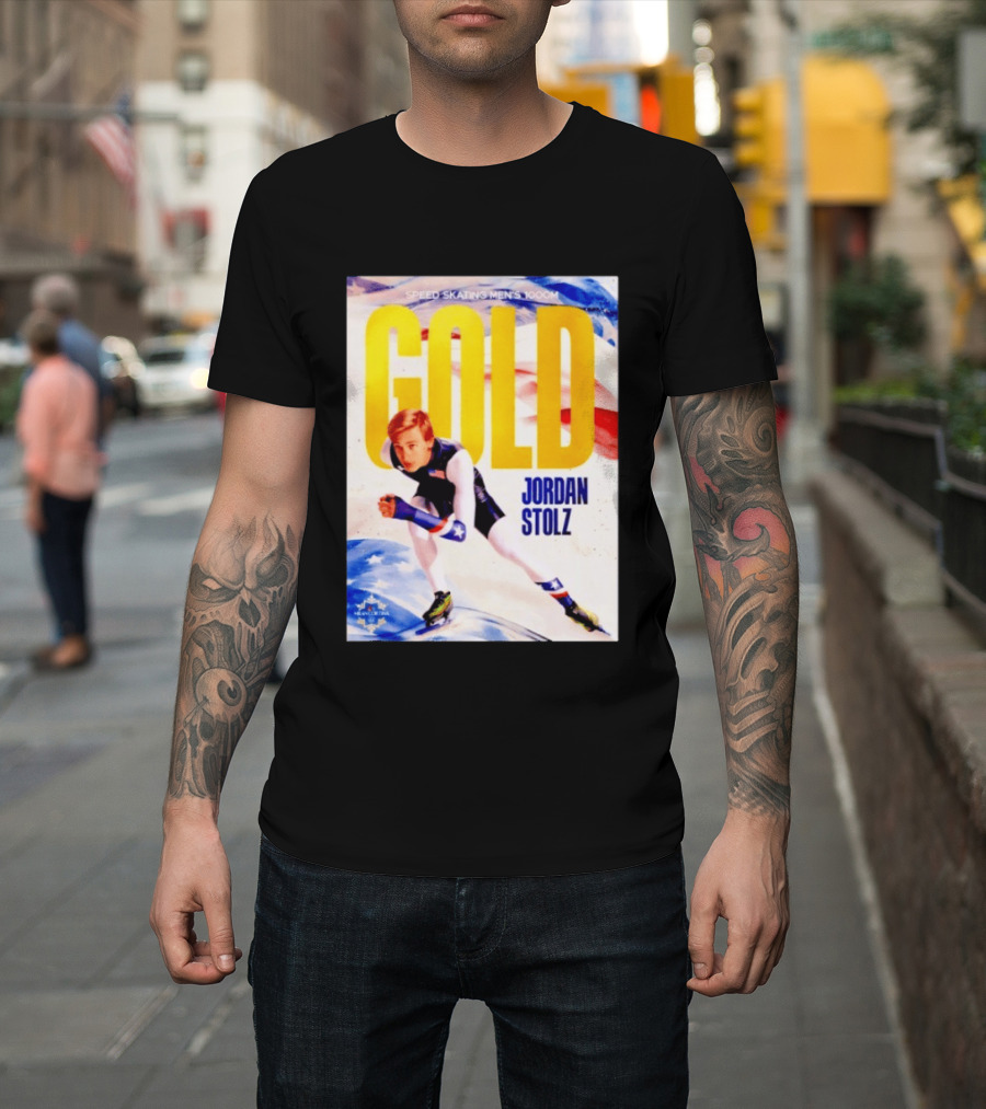 Speed Skating Men's 1000m Gold Jordan Stolz Milan Cortina 2026 T-Shirt