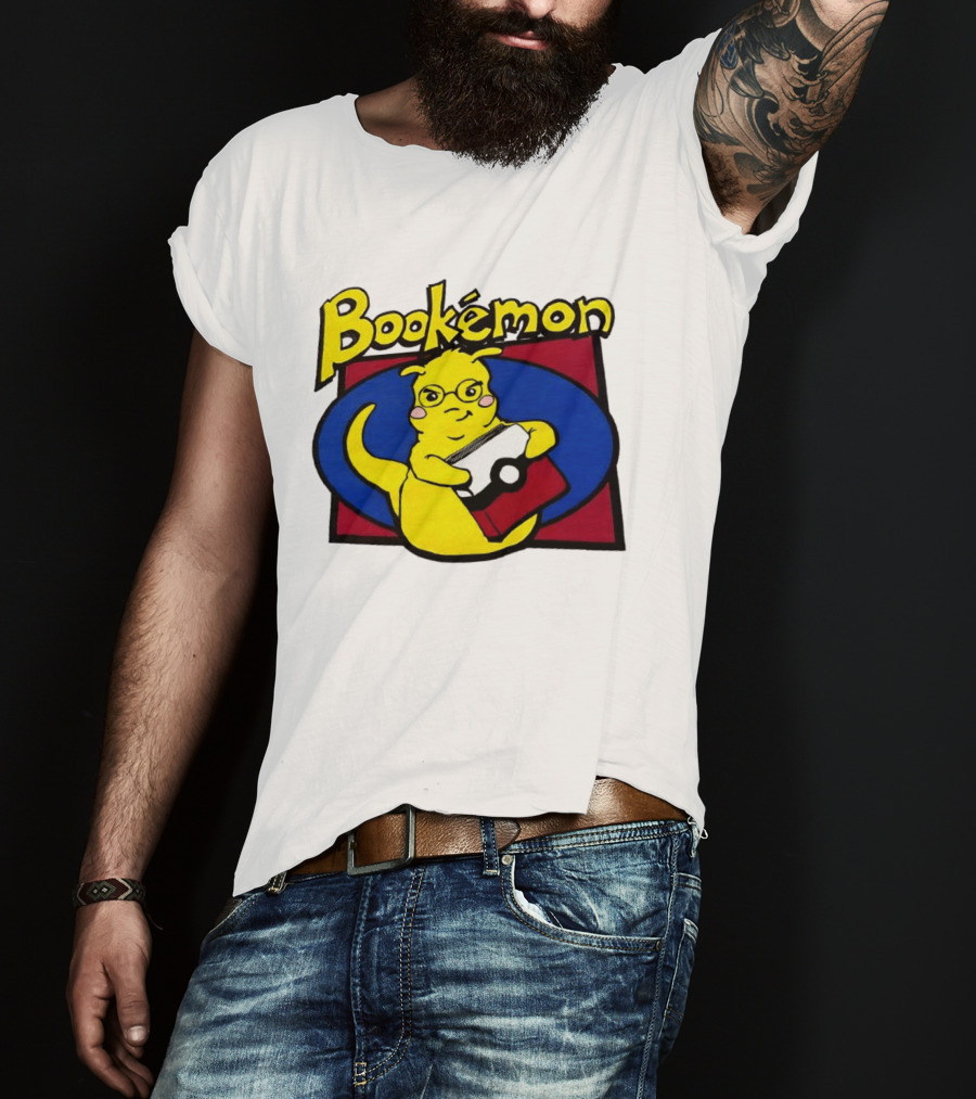 Bookemon Pikachu With Book And Pokeball T-Shirt