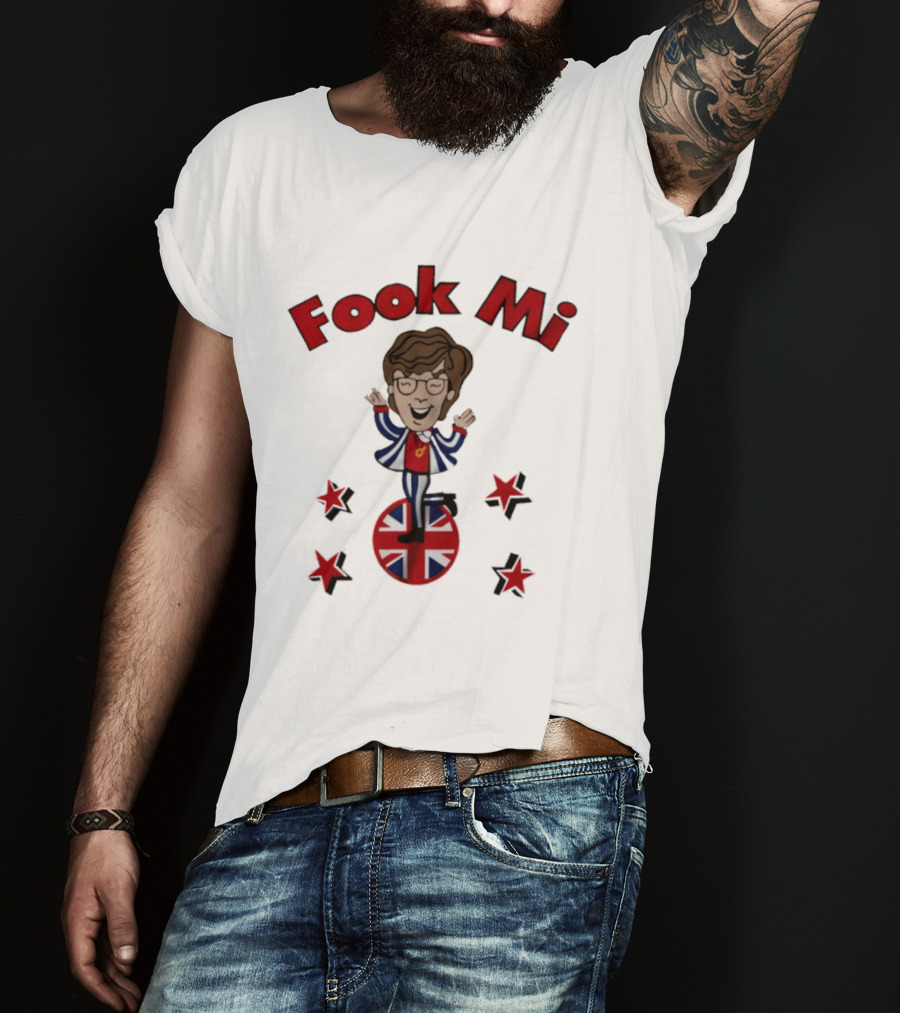 Fook Mi Austin Powers British Flag Character With Red Stars T-Shirt