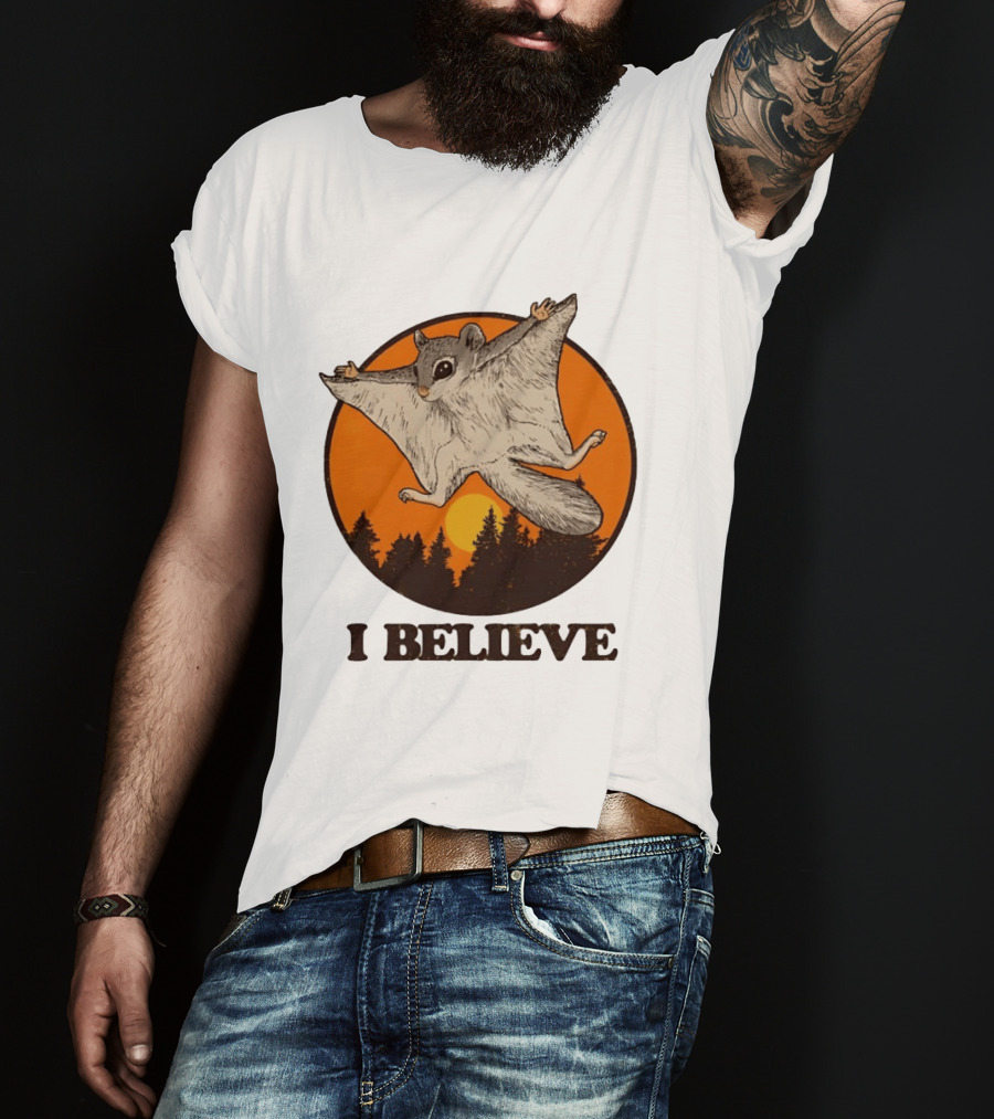 I Believe Flying Squirrel Sunset T-Shirt