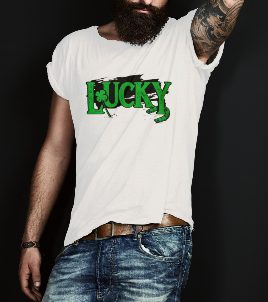 Lucky Green Horseshoe And Shamrock St. Patrick's Day T-Shirt