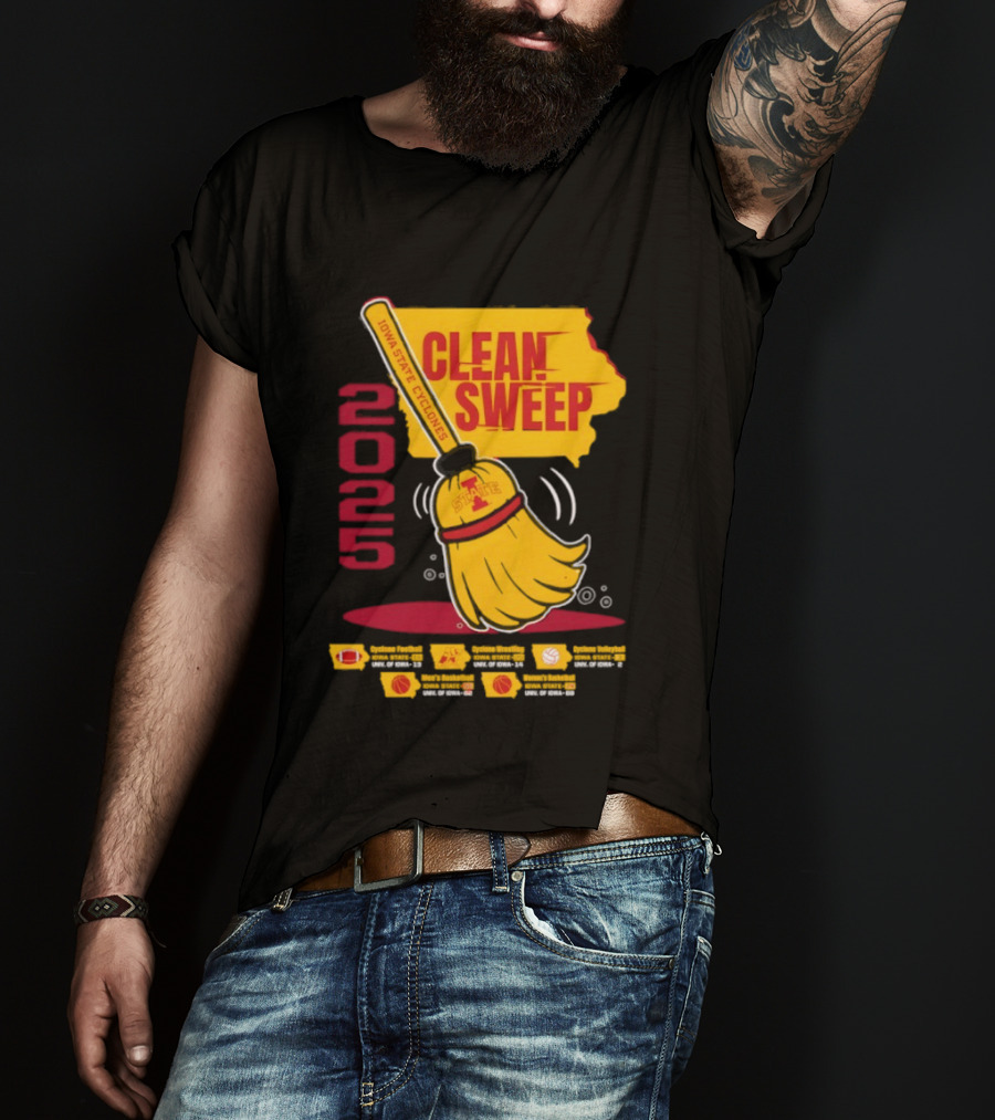 Iowa State Cyclones Clean Sweep 2025 Basketball Wrestling Volleyball Football T-Shirt