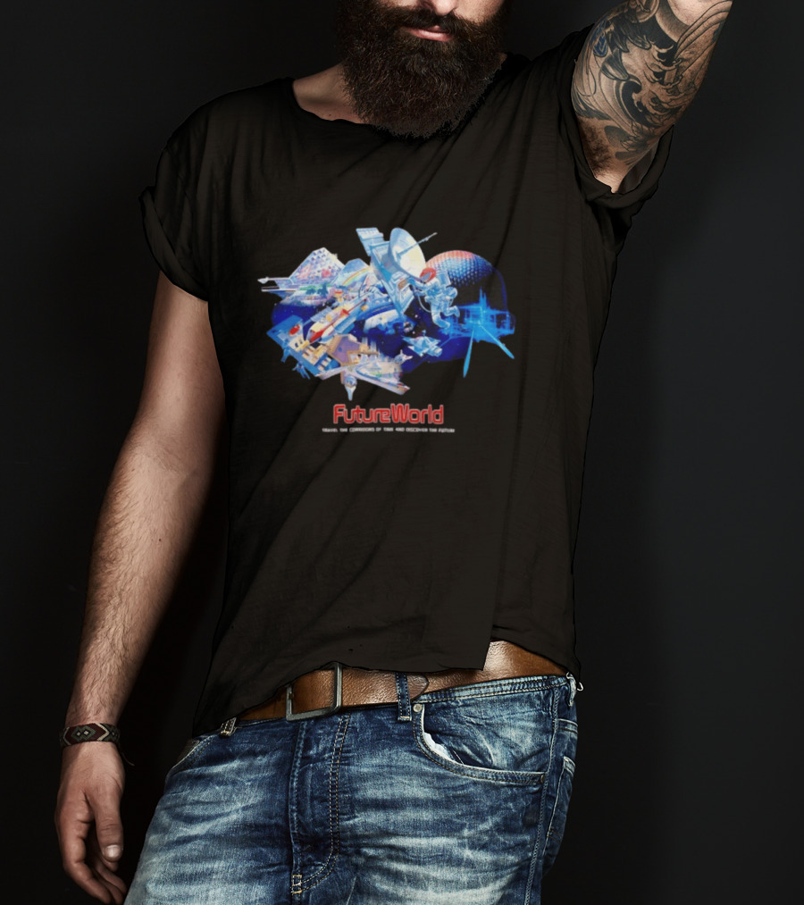 FutureWorld Time Travel Adventures Spaceship And Satellite Exploration T-Shirt