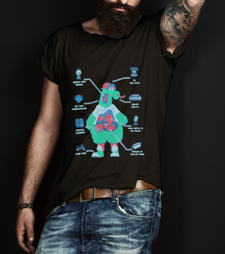 Philadelphia Phillies Phanatic Anatomy Of A Fuzz Monster T-Shirt